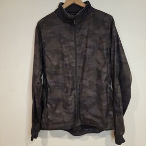 Lululemon Mens Camouflage Windbreaker Surge Jacket Large Lotus Camo Black Zip